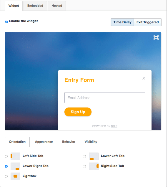 Drip Review: Drip offers several opt-in forms, including the standard embed optin forms that are consistent with the rest of your site’s design and content.