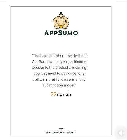 99signals Testimonio de AppSumo