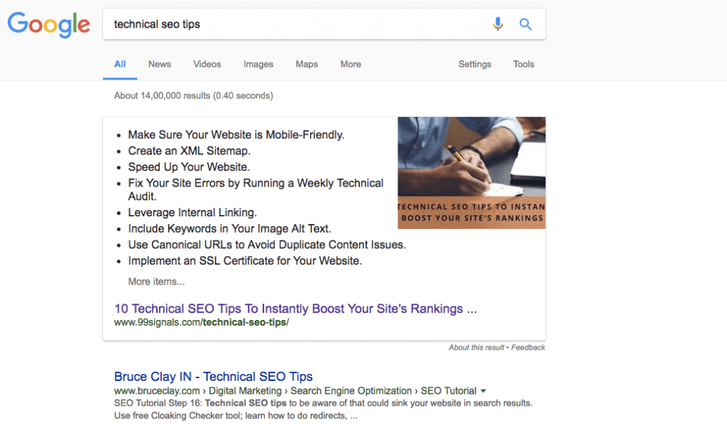 How to Rank in Google's Featured Snippets (aka Position 0 on Google) - "Technical SEO Tips"