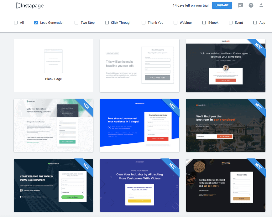 Instapage Review: Landing Page Templates