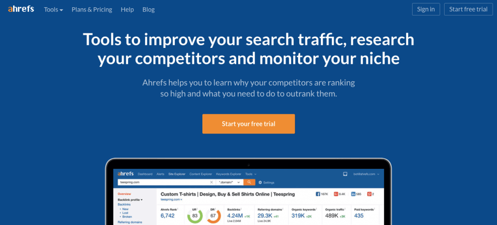 Ahrefs - Top 5 SEO Tools for Startups
