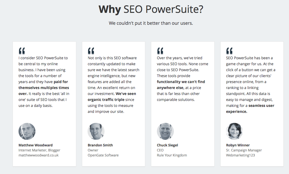 SEO PowerSuite Testimonials