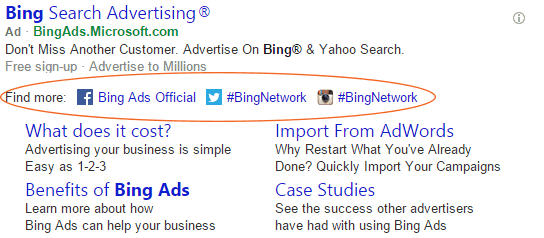 Bing Ads - Social Extensions