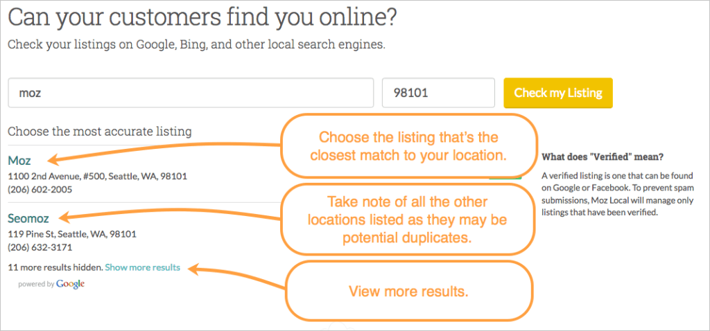 Moz Local - Check Your Listing
