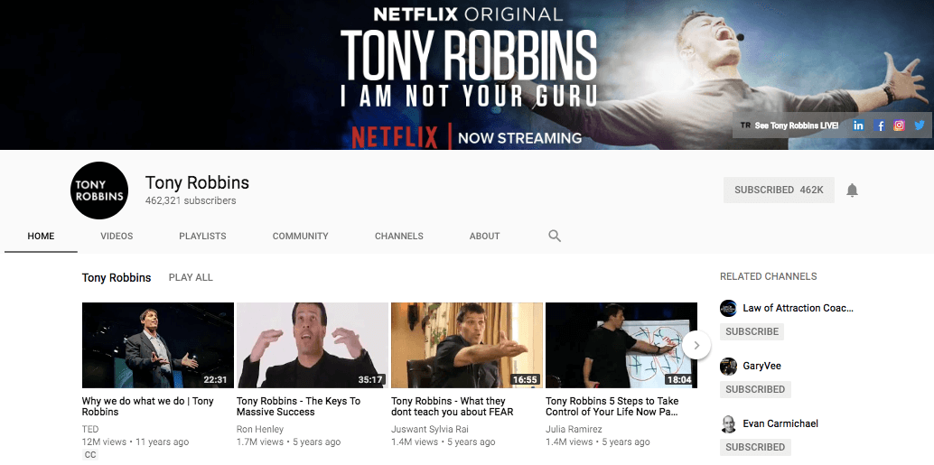 Tony Robbins - YouTube Channel