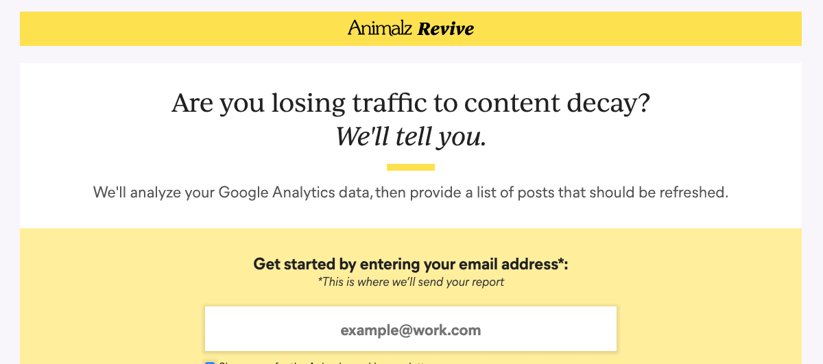 Animalz Revive SEO Tool