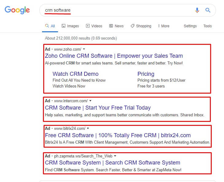 Software CRM - Annunci Google