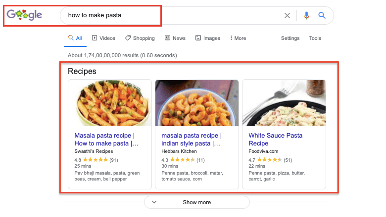 Ricette Pasta - Rich Snippets
