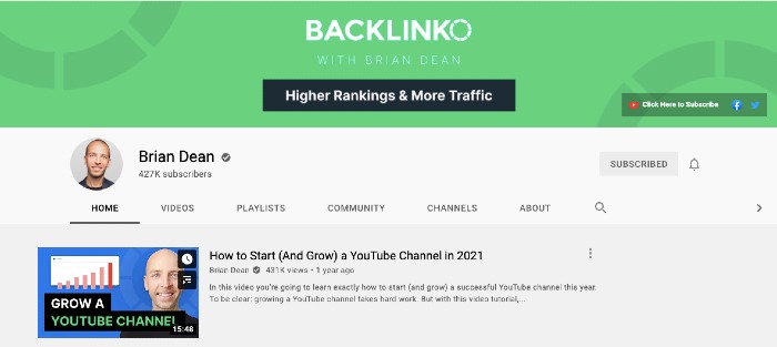 Backlinko YT Channel