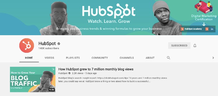 HubSpot YouTube Channel