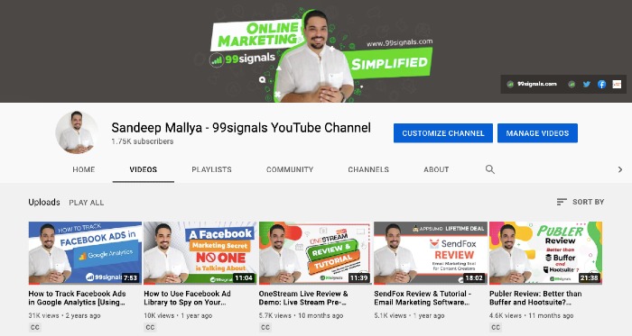 Sandeep Mallya's YouTube Channel - Best Marketing YouTube Channels