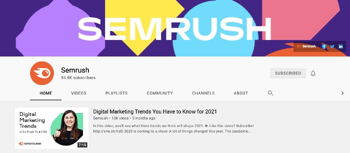 Semrush YouTube Channel