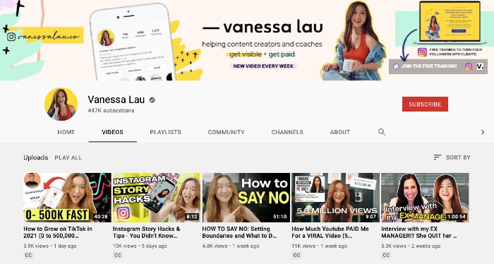 Vanessa Lau YouTube Channel