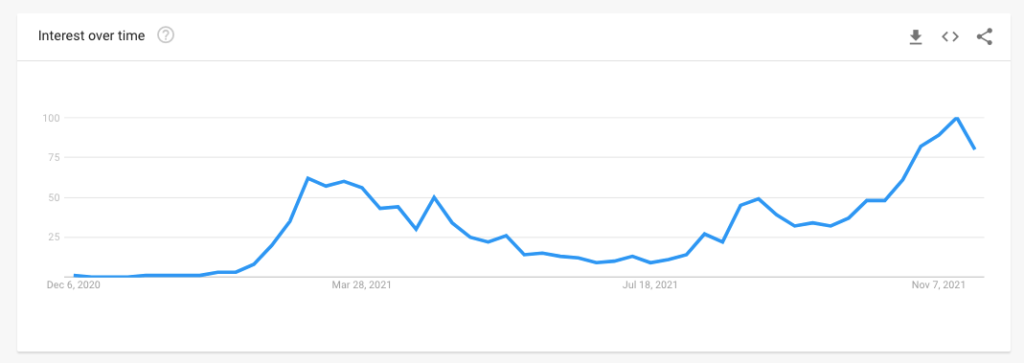 NFT Search Trend Graph 2021