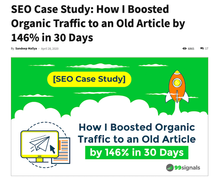 SEO Case Study on Content Upgrade by 99signals