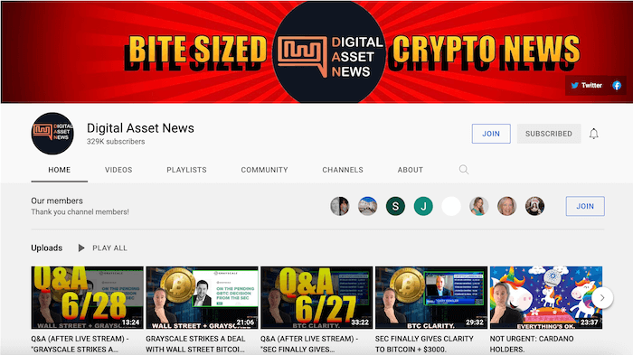 Digital Asset News YouTube Channel