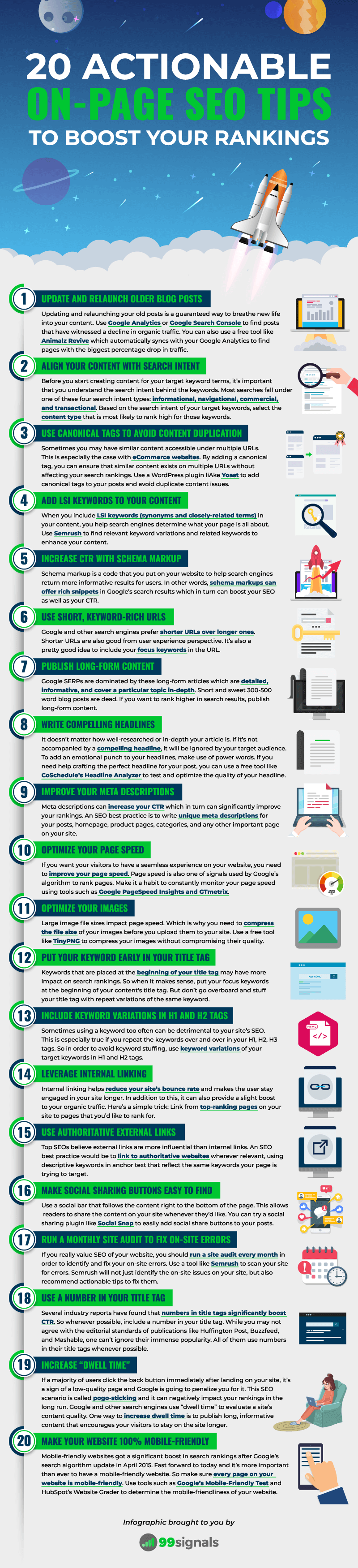 On-Page SEO Tips Infographic by 99signals