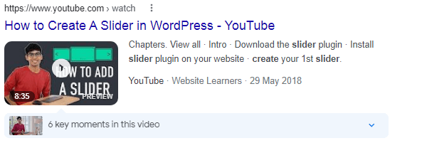 Video rich snippets