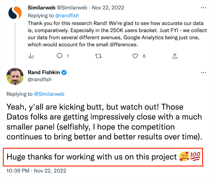 Rand Fishkin Tweet - Similarweb Response