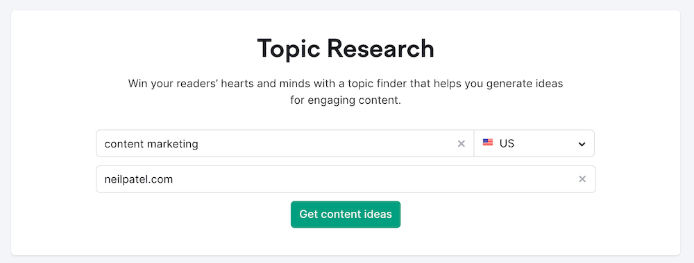 Semrush Topic Research - Domain Search