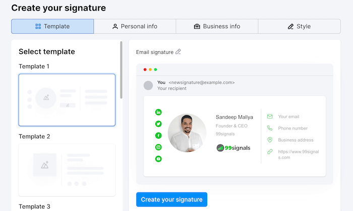 Semrush Email Signature Generator - Example