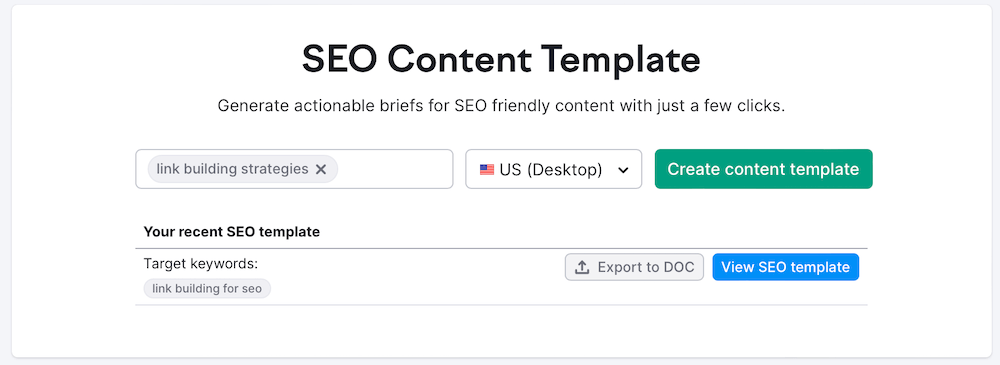 Semrush SEO Content Template - Search