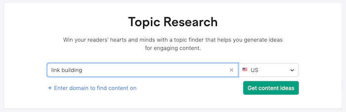 Semrush Topic Research Tool - Search