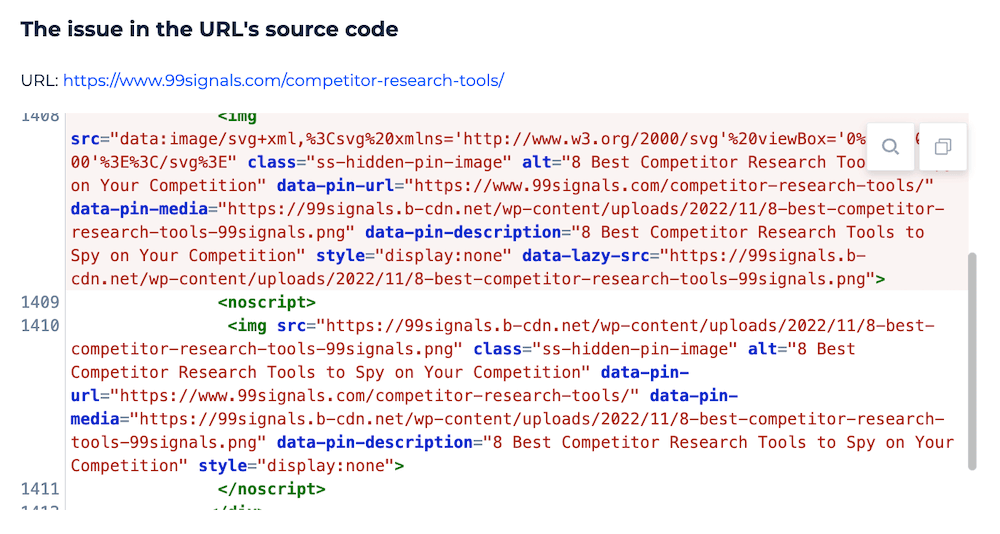 Sitechecker - URL source code error